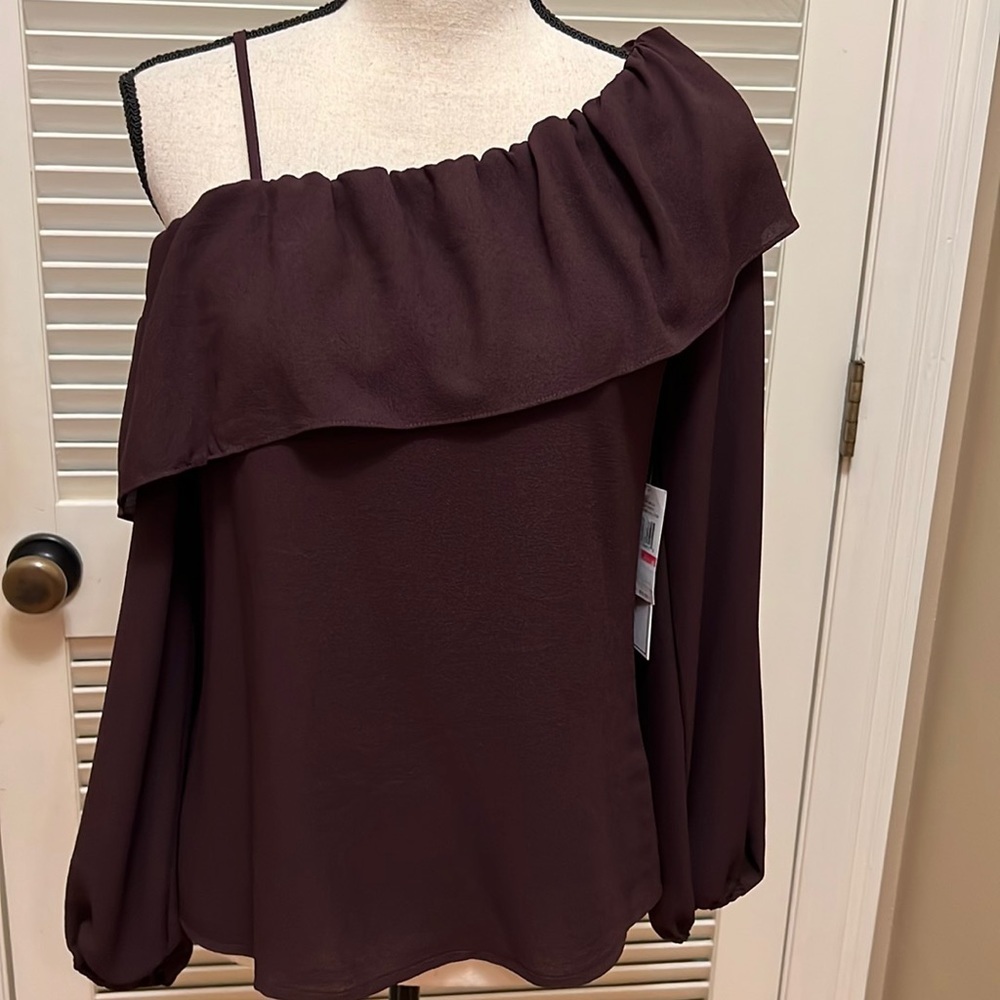 62. 1.State Off Moody Hues Off Shoulder Top in Dark Oxblood, Size X-Small